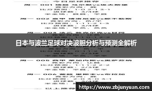日本与波兰足球对决波胆分析与预测全解析